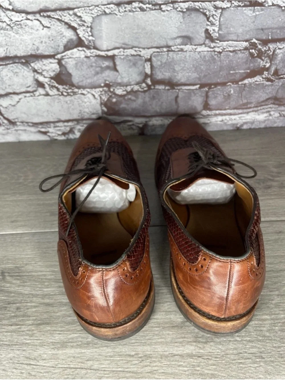 Allen Edmonds Hampstead Brown Leather Woven Oxfords Dress Shoes Men Sz 10.5D US